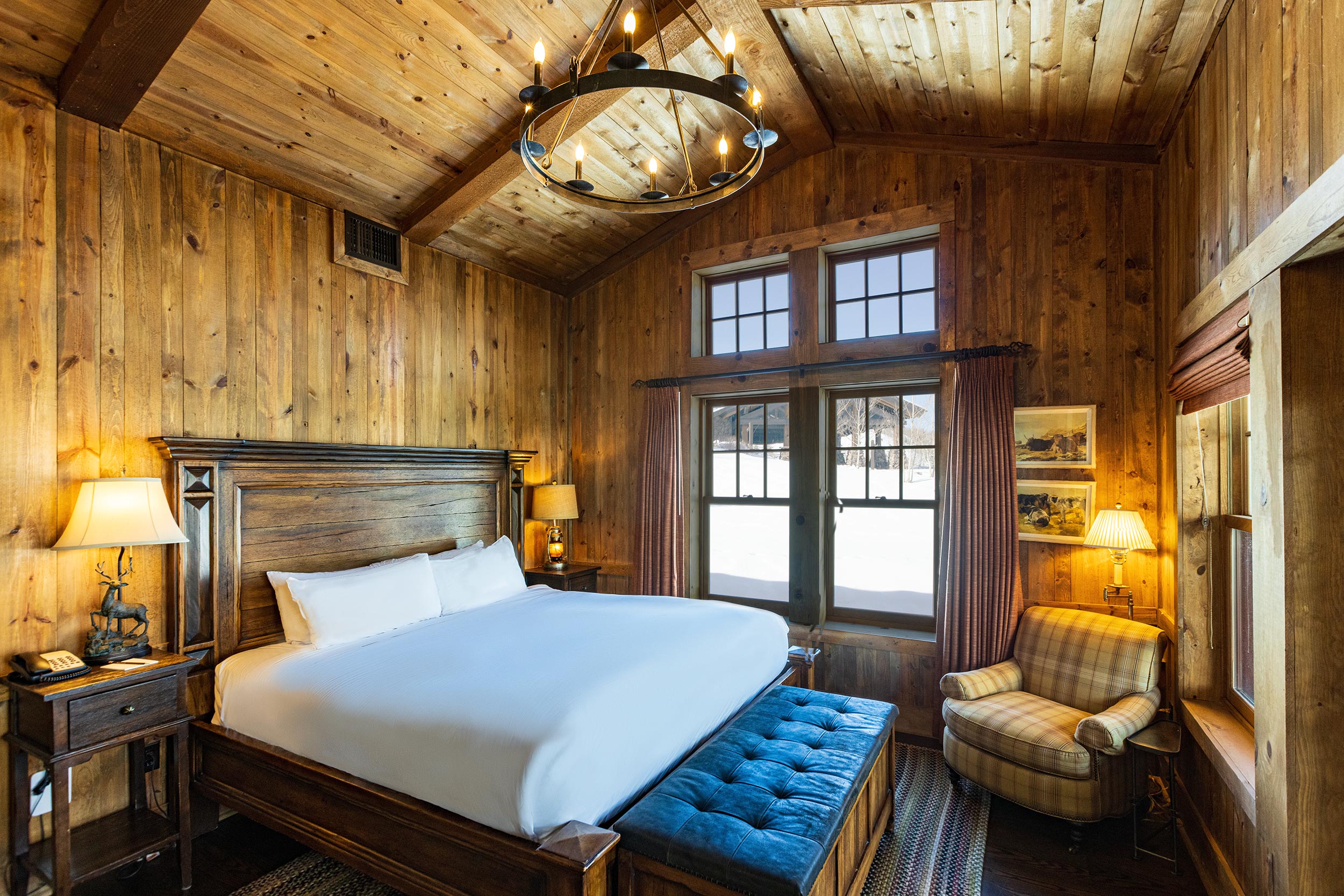 Interior resort bedroom  for Devils Thumb Ranch