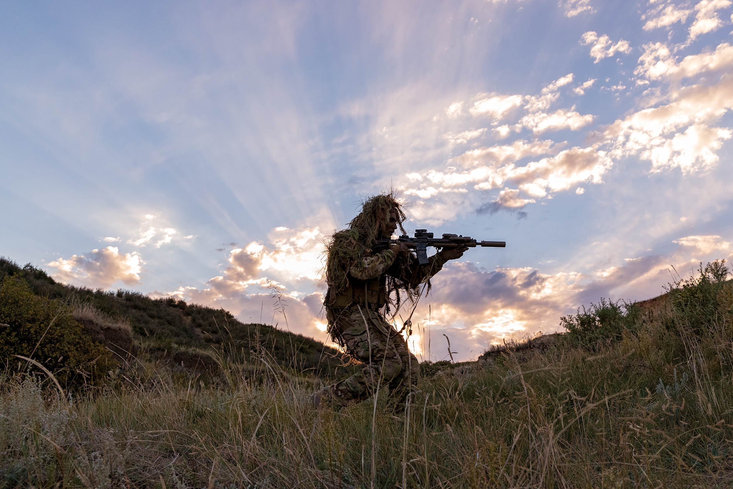 Profile US Military Sniper with Rifle In Sunflare 