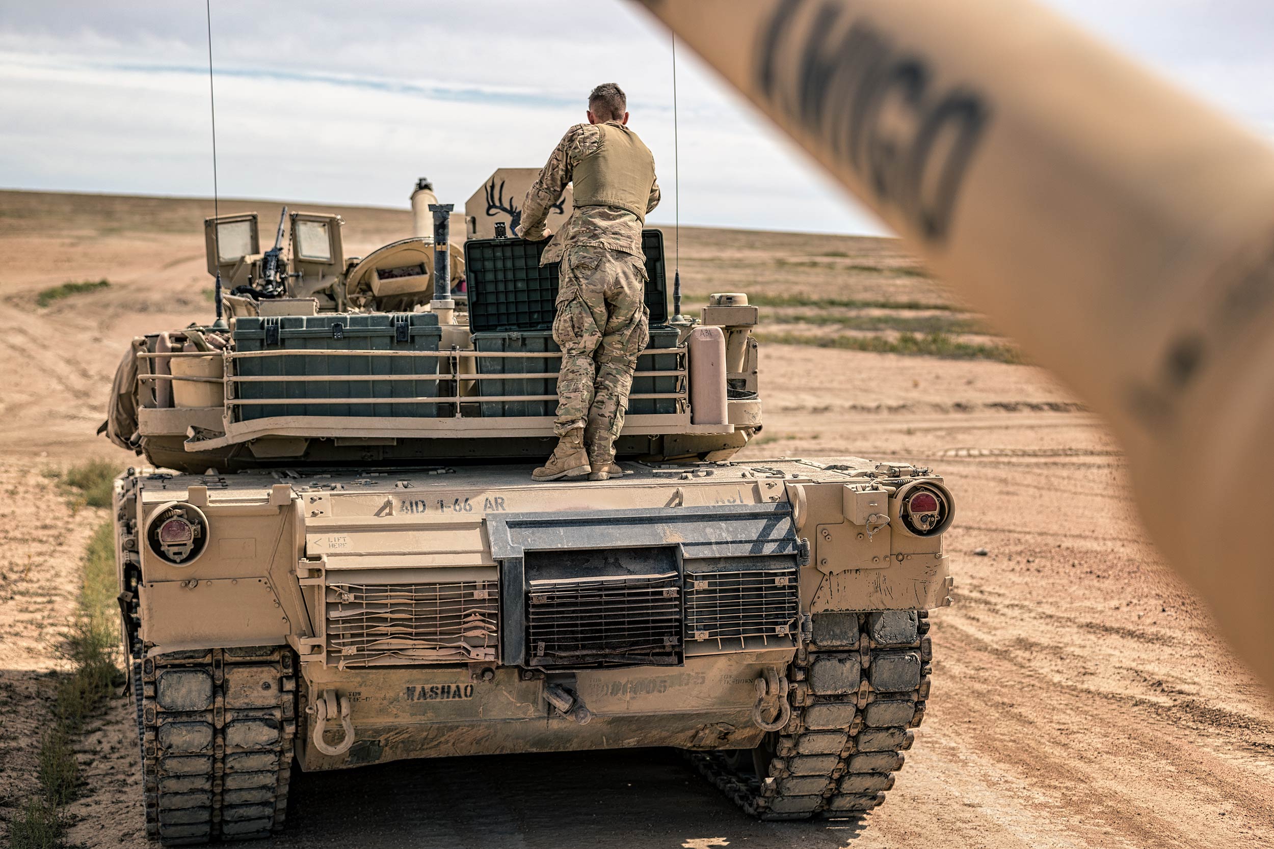 US Army Soldier preparing tank for exercises