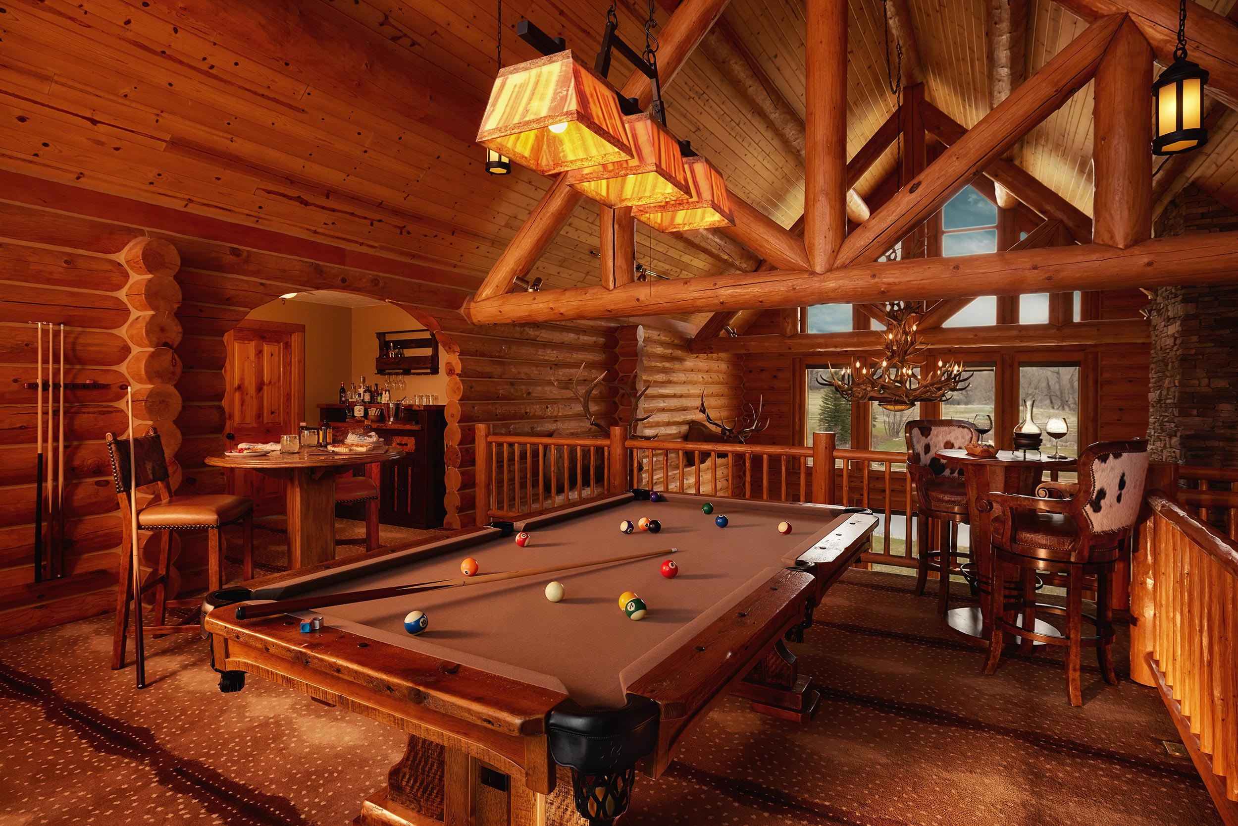 Game room  of Reid Lodge for WagonHound Land and Cattle