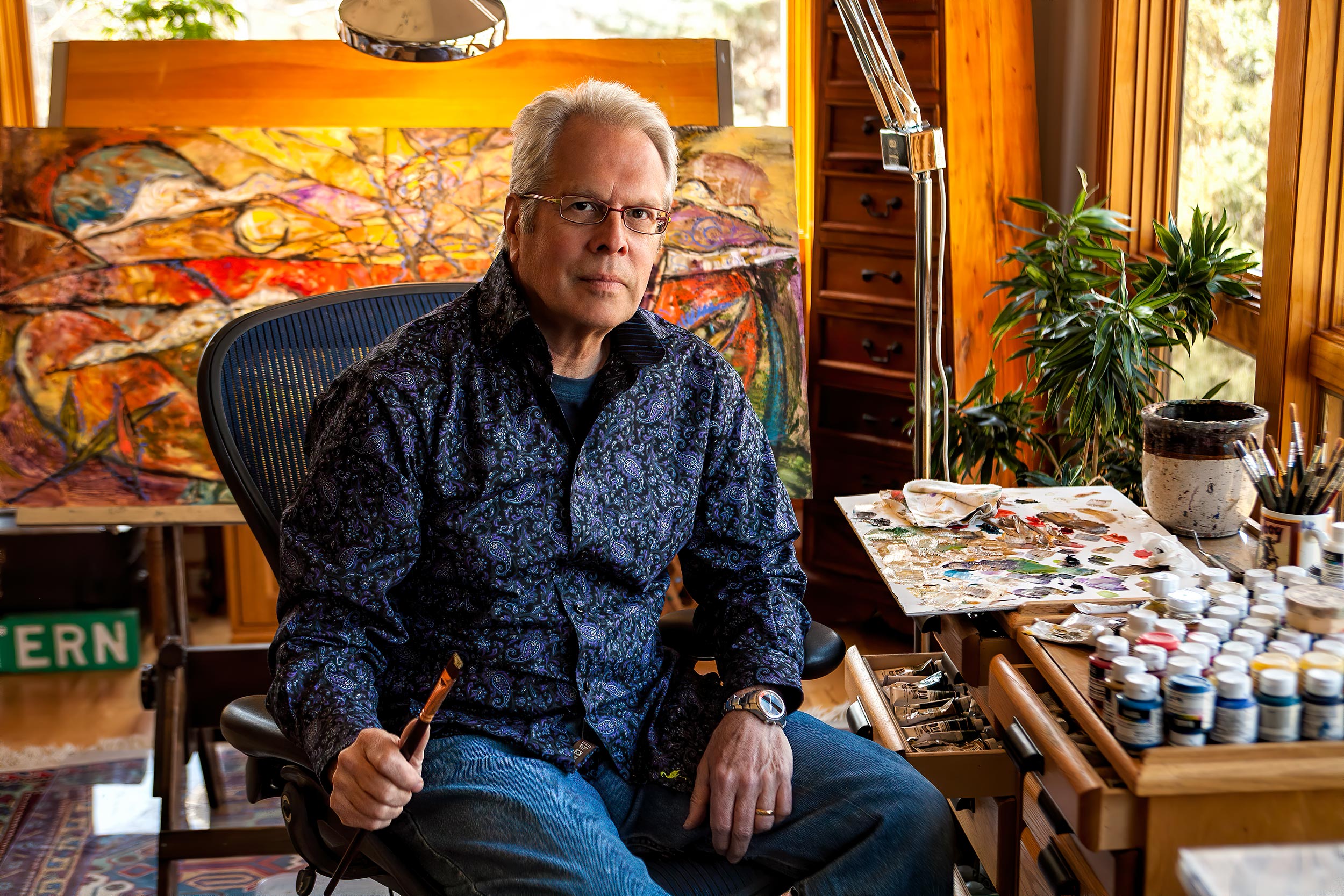 Portrait of a painter in his studio