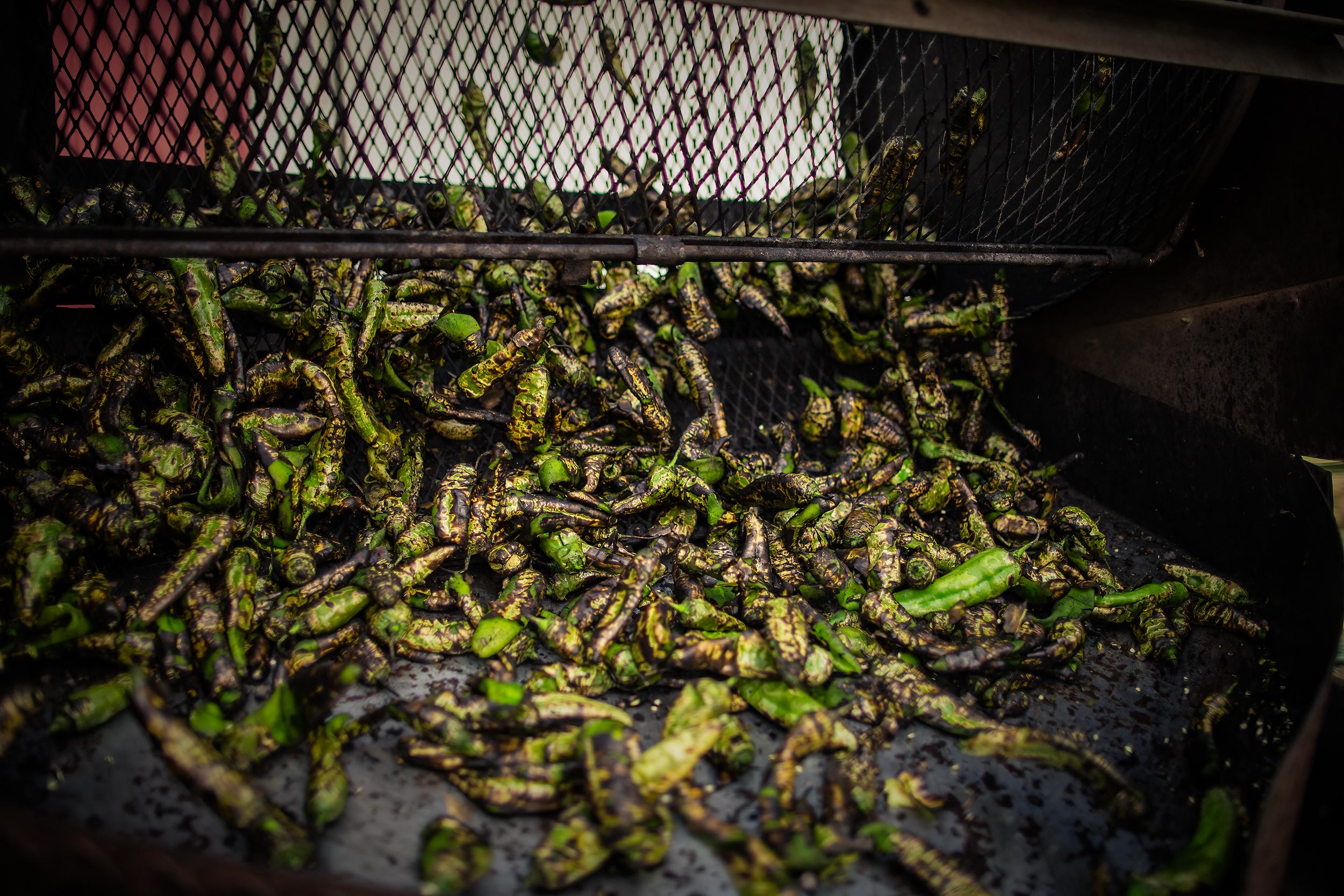 Image of roasting chili peppers. Agriculture Photography 